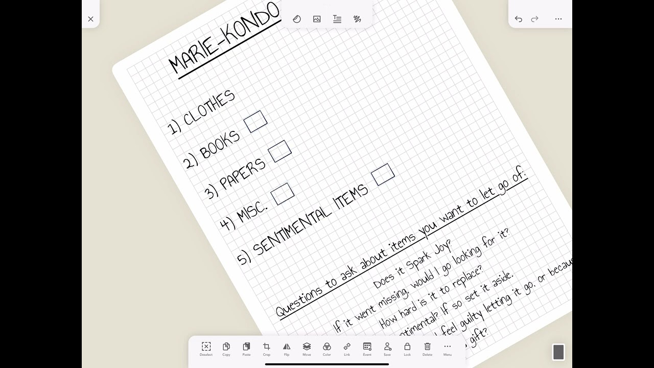 Make a Marie Kondo Checklist before going on vacation!