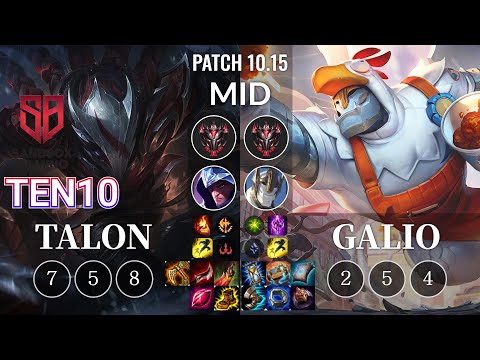 SB Ten10 Talon vs Galio Mid - KR Patch 10.15