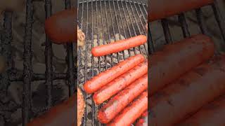 Charcoal Grilling Hamburger and Hot Dogs #SHORTS