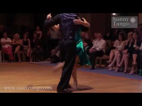  Thanos Syropoulos  and  Maria Mastoropoulou  are  dancing  to  the  vals  "  Viejo Portón  "  by  Rodolfo Biagi  at  Sunny Tango Festival  in  2014