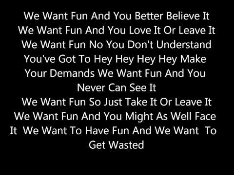 Andrew w.k ACTUAL LYRICS ON SCREEN we want fun