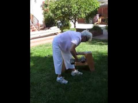 Paula the Weightlifter 95 yrs  old lifts 25lbs  jan  2007