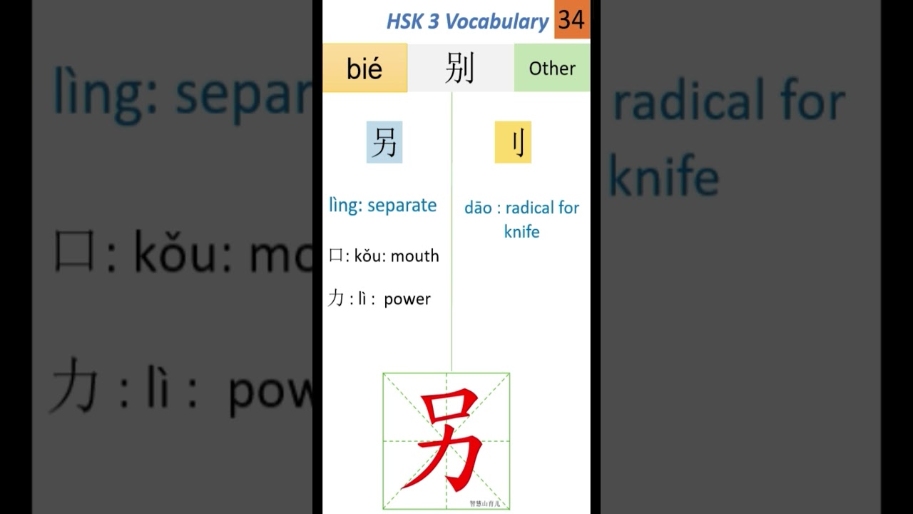HSK 3 Vocabulary 别， 别人 | HSK Characters | Learn Chinese | Chinese Writing