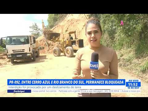 PR-092, ENTRE CERRO AZUL E RIO BRANCO DO SUL, PERMANECE BLOQUEADA