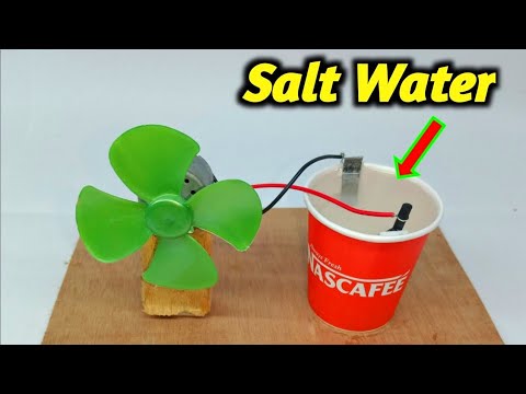 How to make electricity From salt water and old battery | dc motor project | convert energy