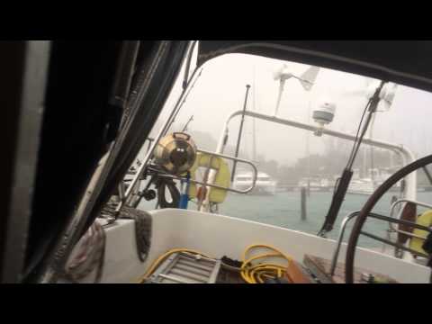 Jolly Harbour Gonzalo Hurricane in the Marina on Athena II winds above 90 knots