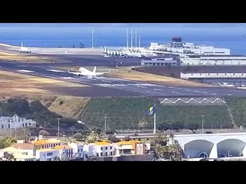 Marabu A320 Smashes the runway landing at Madeira Airport