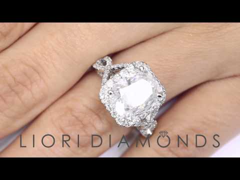 ER- 0936 - 5.78 Carat D-VS2 Cushion Cut Natural Diamond Engagement Ring 14k Vintage Style