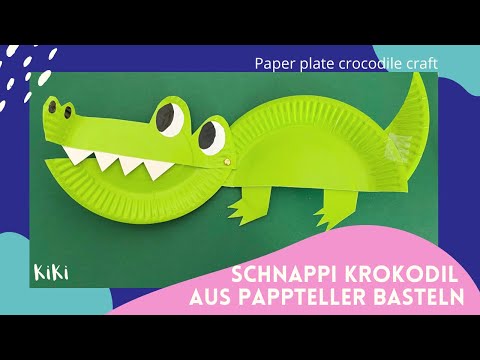 Schnappi Krokodil aus Pappteller basteln🐊_paper plate crocodile craft_kids craft ideas
