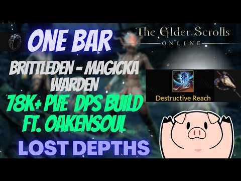 ESO One Bar Brittleden (Magicka Warden) 78k+ DPS PVE Build Ft. Oakensoul Ring Lost Depths DLC