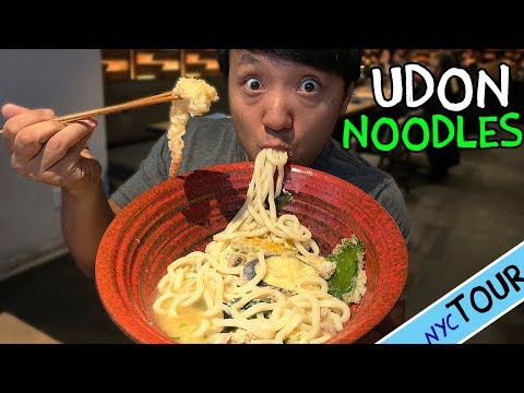 O MELHOR macarrão Udon de Nova York! ENORME tigela de sopa de macarrão Udon!