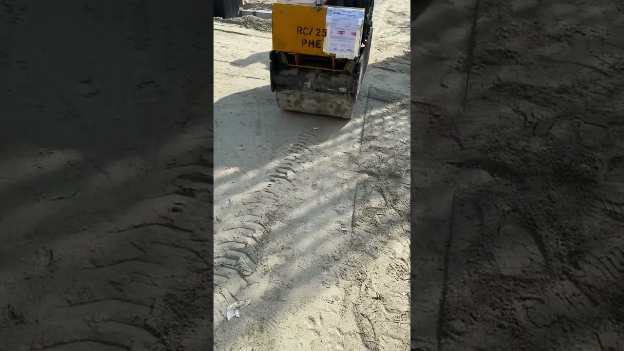 Using Vibratory Roller Compactor Prior To Interlock.#shortvideo #shorts