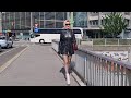 4k Granate Styling Walking In Public Shopping Products Vienna Short Coat Ankle Boots