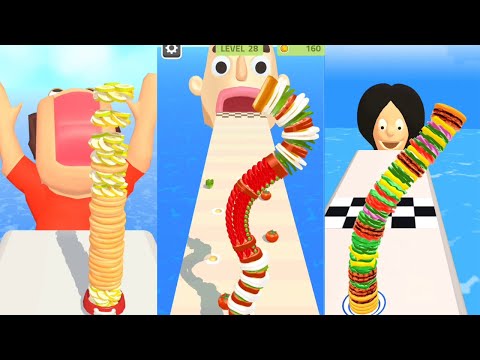 PANCAKE RUN vs SANDWICH RUNNER vs BURGER RUN Top Free Satisfying Mobile Game Walkthrough