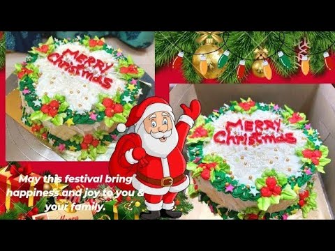 Vibrant Beautiful Simple & Easy Christmas Cake 🎂 Decoration #cake #cakedecorating #cakeideas #food