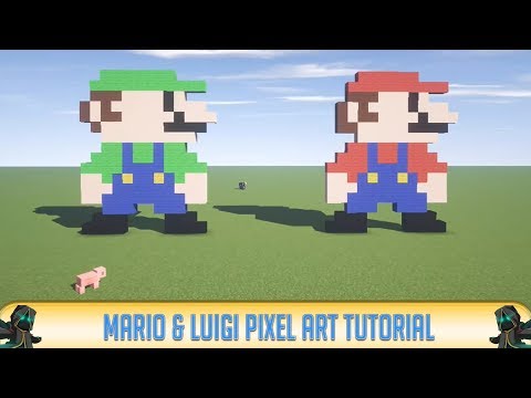 ✔ Minecraft: Simple Pixel Art Tutorial of Mario and Luigi