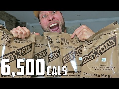 US Military MRE (Meal Ready To Eat) Challenge! (6,500+ Calories) Video