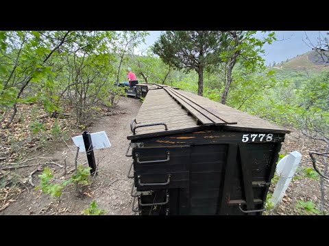 4K Massive backyard railroad in bad weather, Durango Colorado