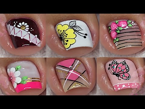 MODELOS DE UÑAS FÁCILES  DE HACER | uñas DE PIES DECORADAS 🦶💅😍
