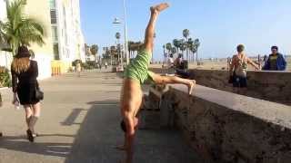 L-Handstand Push Up with One Leg Up with Antranik