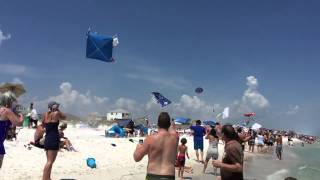 Blue Angels Low Flyby Sends Beach Umbrellas Flying