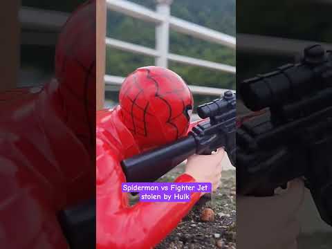 Spiderman vs Fighter Jet stolen by Hulk 😯 #spiderman #hulk #toys #amazing for #kids #video
