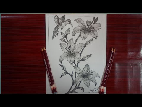 कनेर का फूल कैसे बनाएं | Oleander Flower & Birds Drawing Tutorial”| Samreen art work