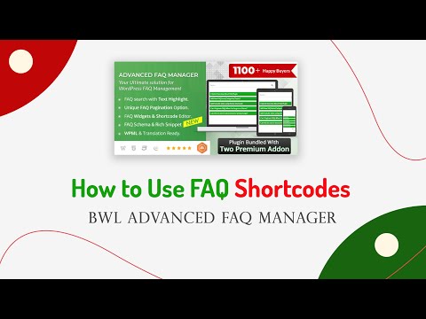 How to Use FAQ Shortcode | BWL Advanced FAQ Manager | WordPress Plugin