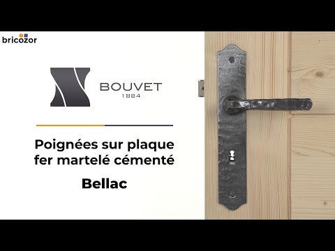 Poignées de porte sur plaques - Celtique - fer cémenté patiné - Bellac BOUVET