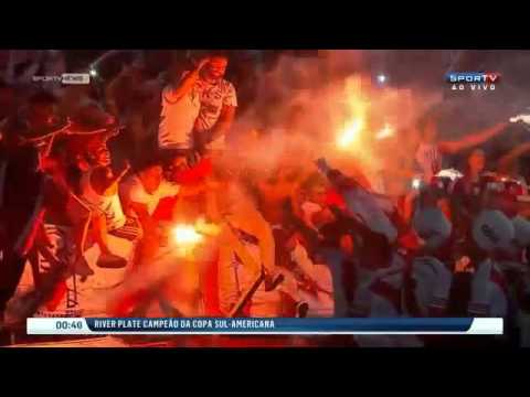 Canal Brasilero hablando de la Hinchada de River - Final.Sudamericana.2014