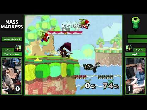 Mass Madness 49 SSBM - Top Player Yasu (Marth, Fox) vs. regEx (Black Marth) - Melee WR3