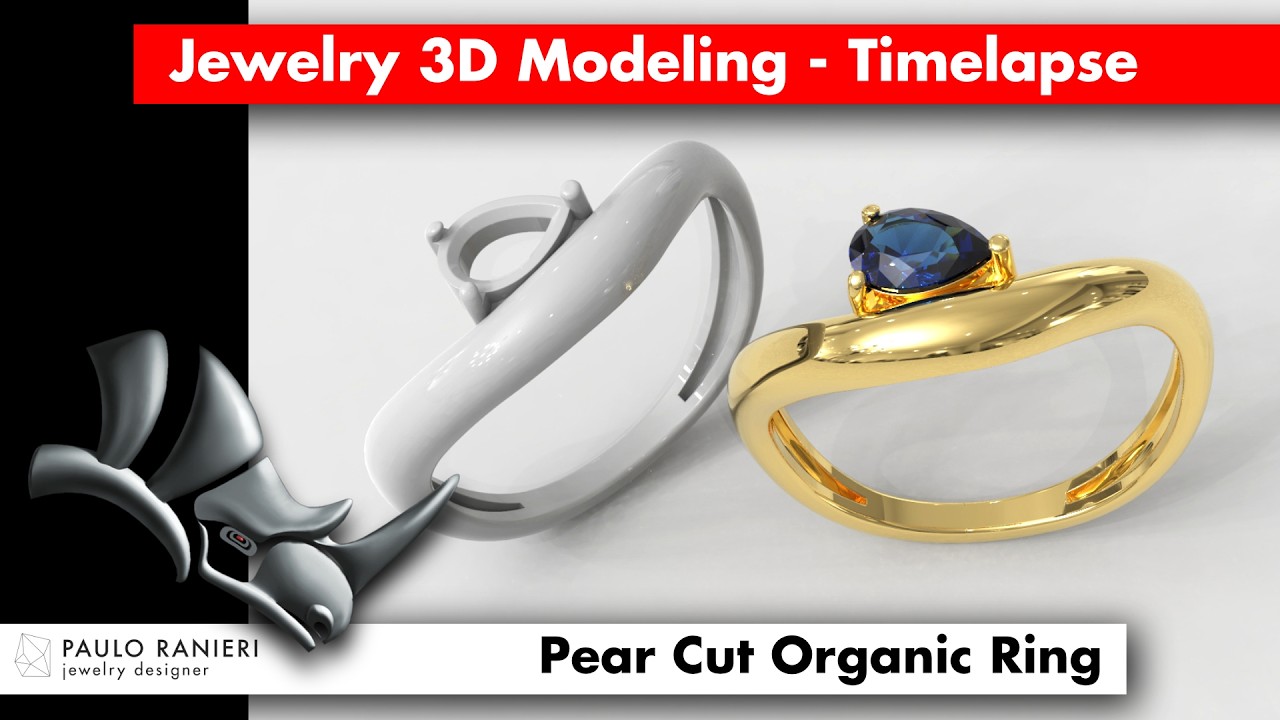 梨宝石有机戒指 3D 打印模型
