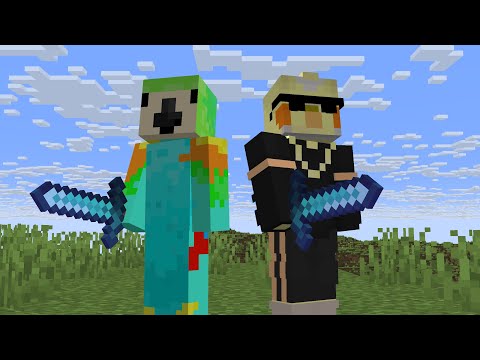 Two biggest birds play Minecraft PVP