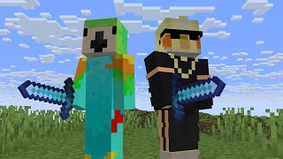 Two biggest birds play Minecraft PVP