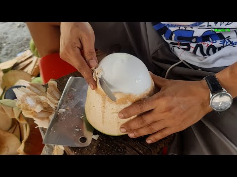 Amazing Coconut Cutting Skills - Thai Street Food 4K