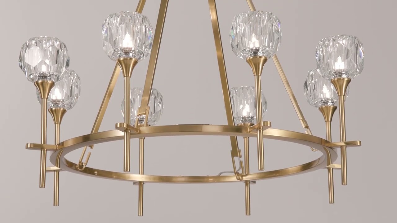 Video 1 Watch A Video About the Francie Soft Gold 8 Light Ring Pendant