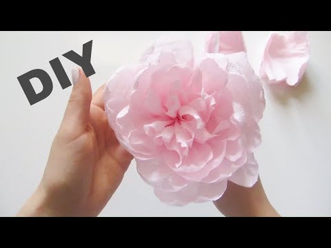 Crepe Paper Peony Flower(full tutorial)Пион из гофрированной бумаги - мастер-класс/DIY crepe paper