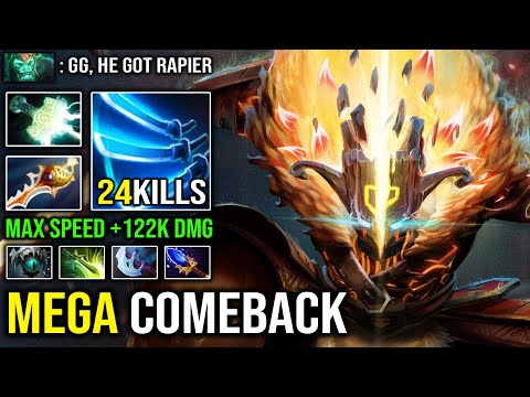 Once Jugger Got Rapier Even Mega Creep is Nothing | 20K Gold Comeback + 122K Damage Max Speed DotA 2