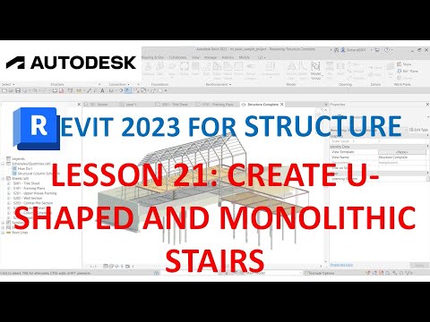 REVIT 2023 STRUCTURE: LESSON 21 - CREATE U SHAPED AND MONOLITHIC STAIR
