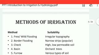 Introduction to irrigation and hydrology