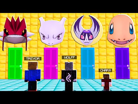 ESCOLHA A PORTA COM O POKEMON INICIAL OU LENDARIO CERTO NO MINECRAFT PIXELMON MOD!!
