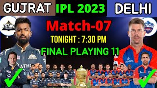 IPL 2023 | Delhi Capitals vs Gujrat Titans Playing 11 2023 | DC vs GT Playing 11 2023