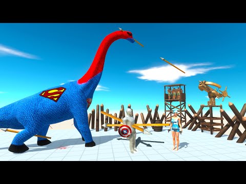 FPS AVATAR SUPERMAN BRACHIOSAURUS RESCUE MISSION DEATH RUN - Animal Revolt Battle Simulator