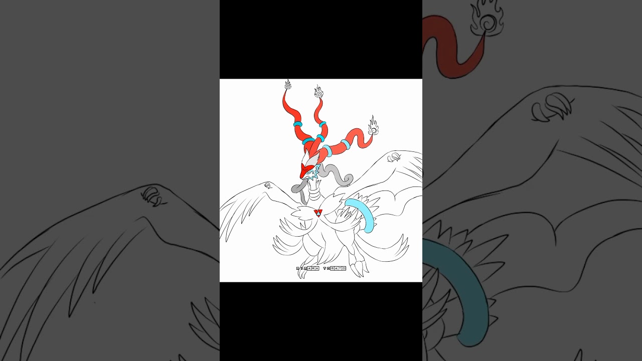 Pokemon reshiram, super clown fanart, drawing Ibispaint x