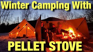3 Days In a Canvas Tent USING A PELLET STOVE -12 Degrees