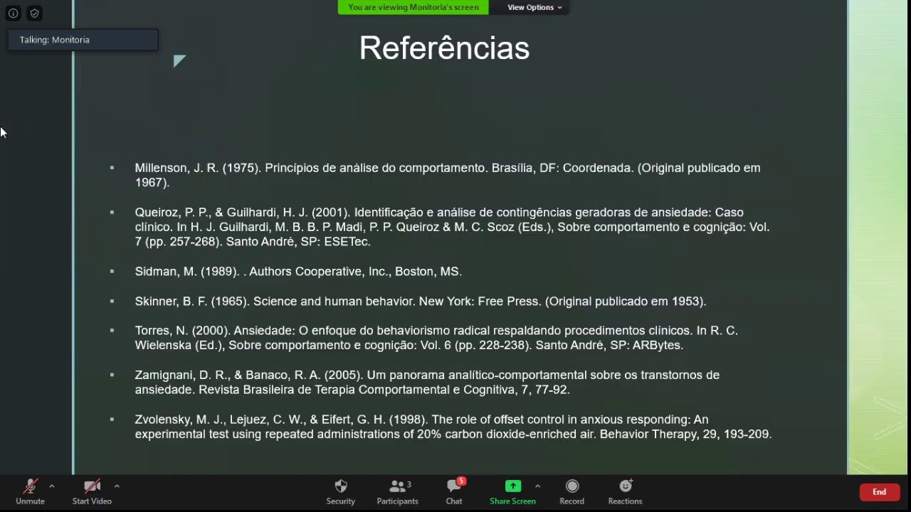 Ansiedade: dos modelos experimentais à análise clínica molar