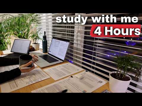 4-Hour Study With Me on a Rainy Night 🌧️ | Real-Time Focus (50/10 Pomodoro) | No Music