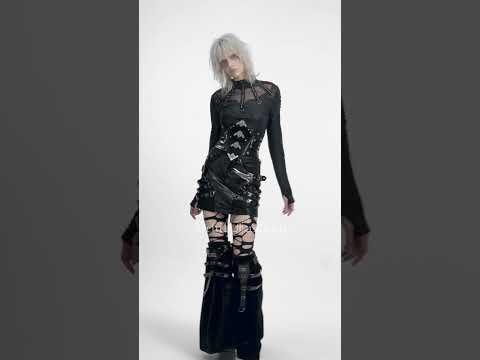 Alternative Buckled Black Vinyl Mini Skirt for Women