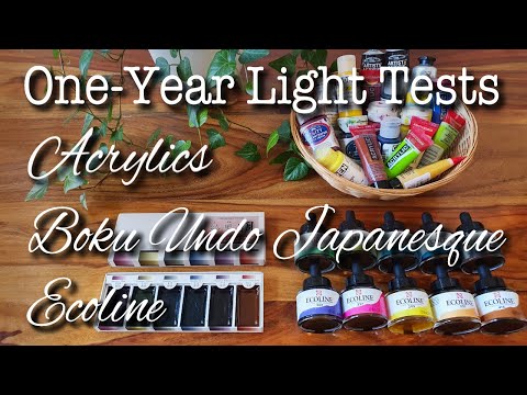 Results One-Year Lightfastness Tests: Acrylics - Japanesque watercolours - Ecoline