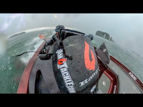 INTENSE Storm Kicks Us Off Lake Norman during Fishing Tournament!! Hail, High Winds and Lightning